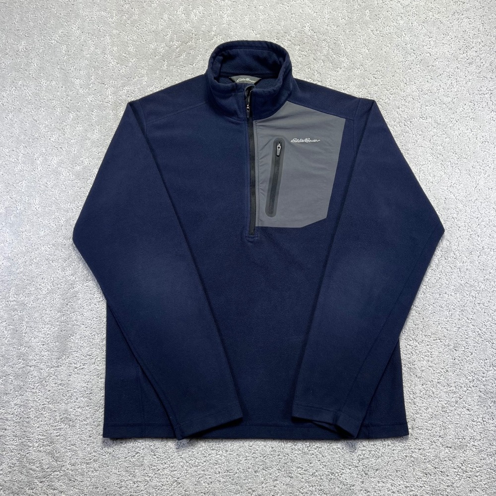 Eddie Bauer First Ascent Fleece Jacket Mens‎ M Navy Blue 1/4 Zip Outdoor Hiking